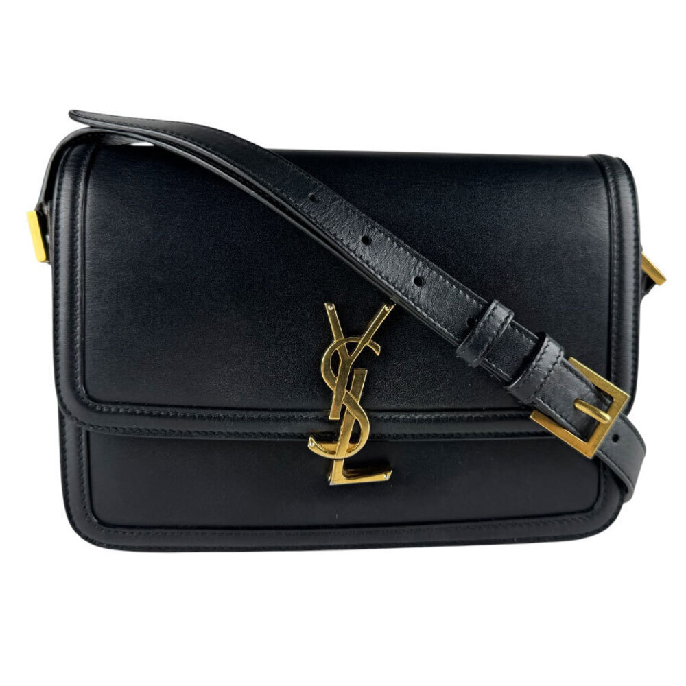Saint Laurent Solferino Shoulder Bag Leather Black Gold